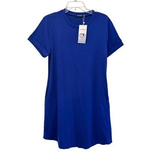 NEW YEXIPO Women's Blue Medium Casual T-Shirt Dress Short Sleeve Above Knee New